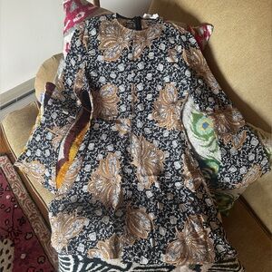 ALC 60s Style Silk Bell Sleeve Mini Dress